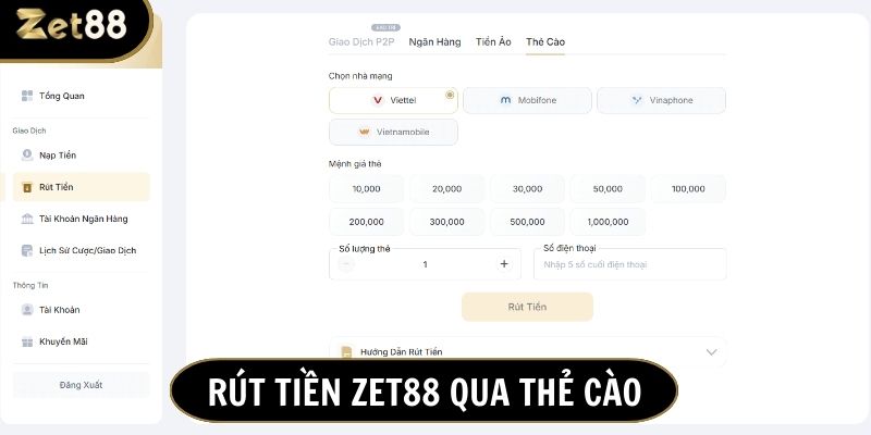 Đổi tiền thắng cược thành thẻ cào tiện lợi trong 2 phút