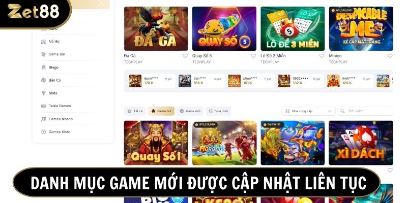Nhiều danh mục game khác được cập nhật liên tục tại sân chơi