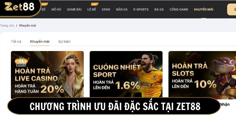 Tổng hợp chương trình ưu đãi đặc sắc được Zet88 triển khai
